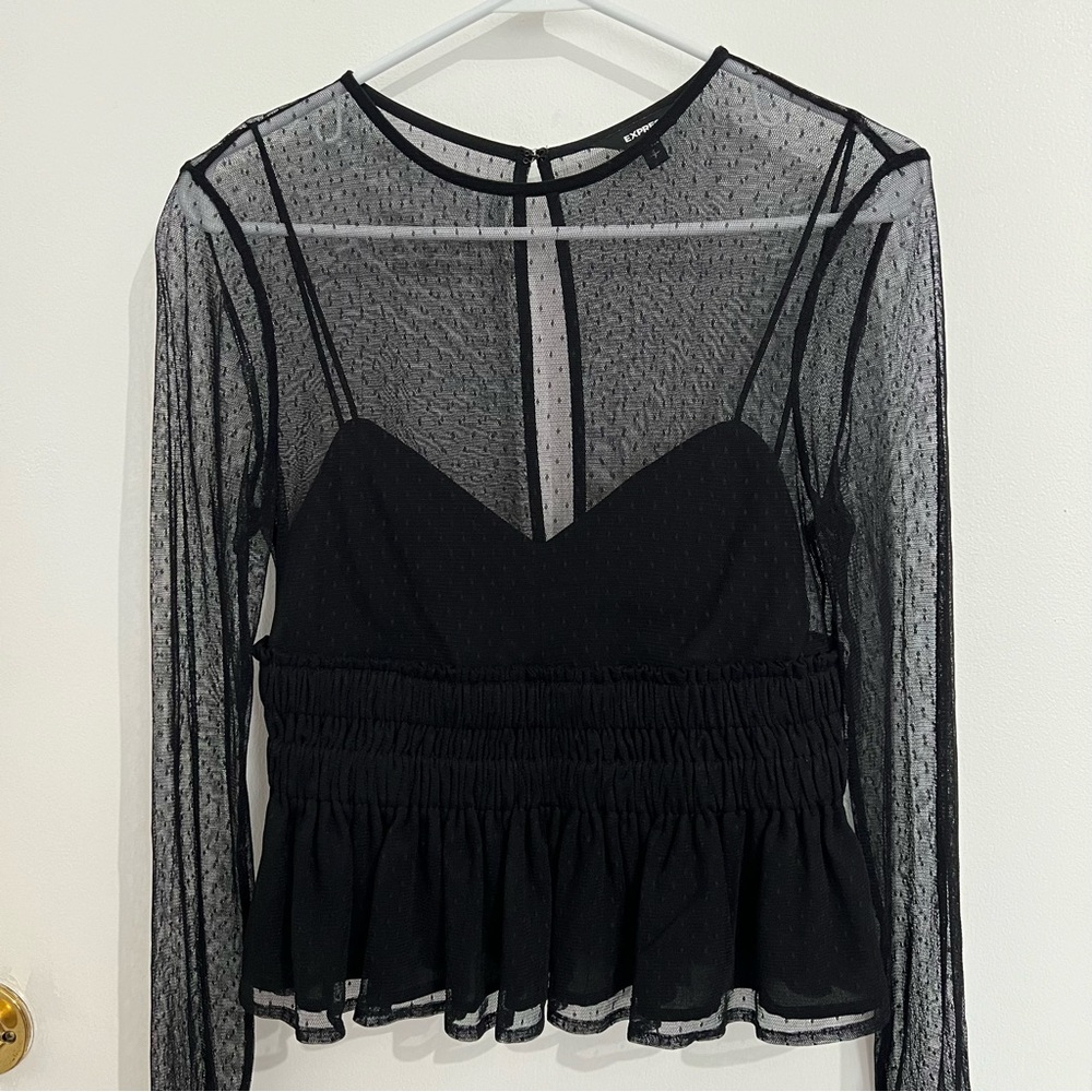 Express Black Mesh Top